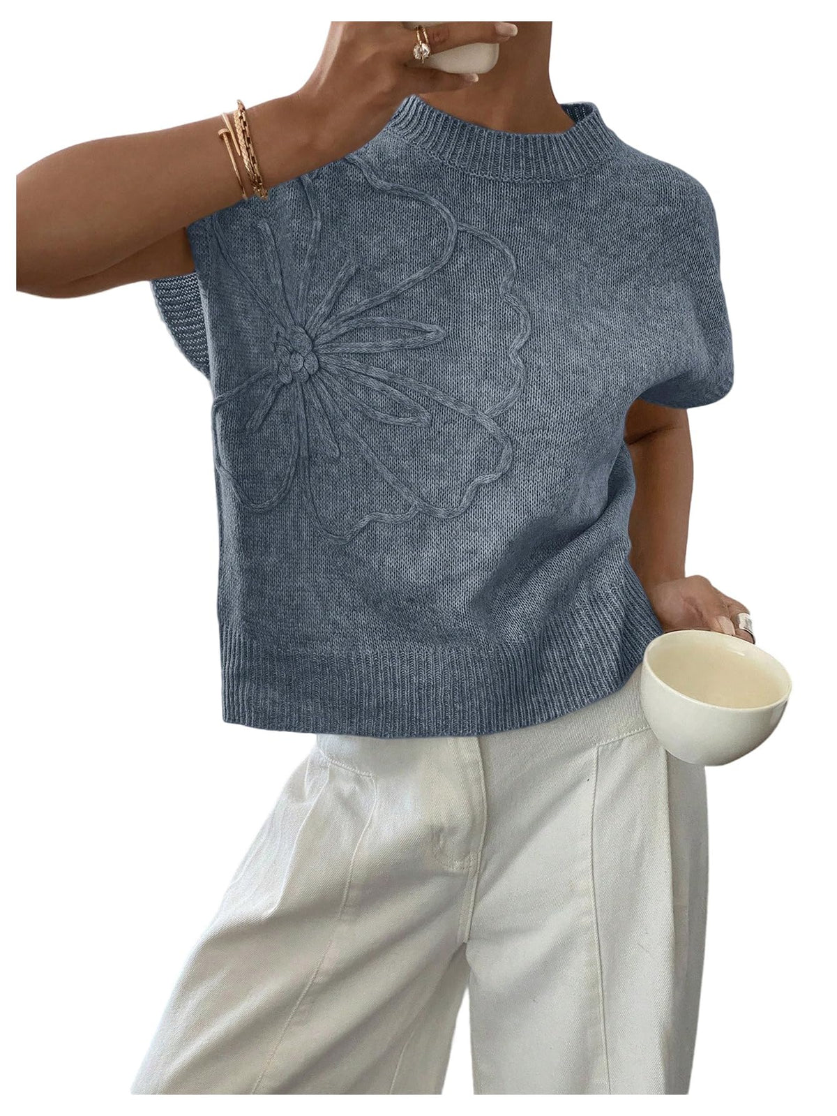 SOLY HUX Women's Short Sleeve Business Casual Sweater
