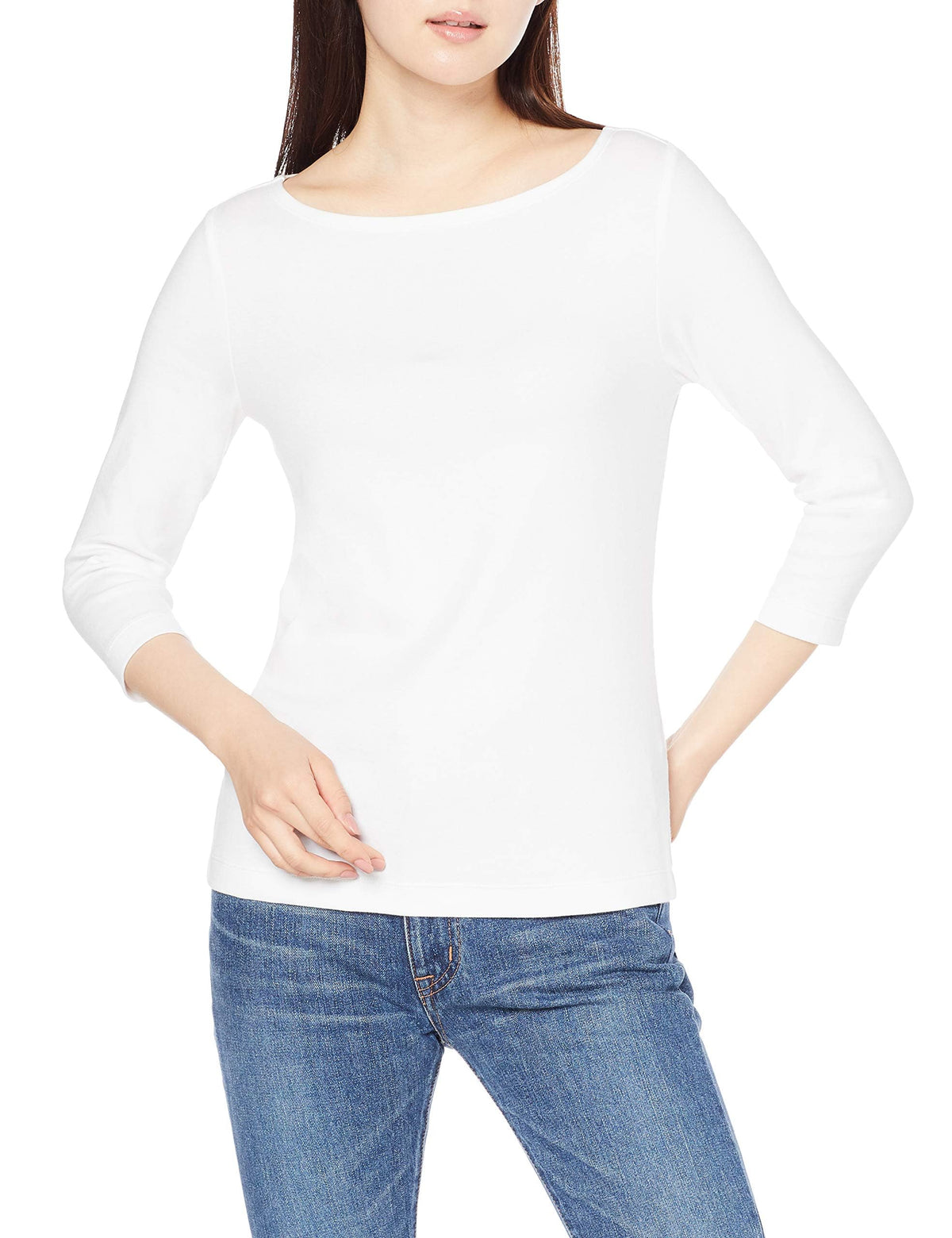 Amazon Essentials Women's Slim-Fit 3/4 Sleeve Boat Neck Tops Cotton Modal T-Shirt