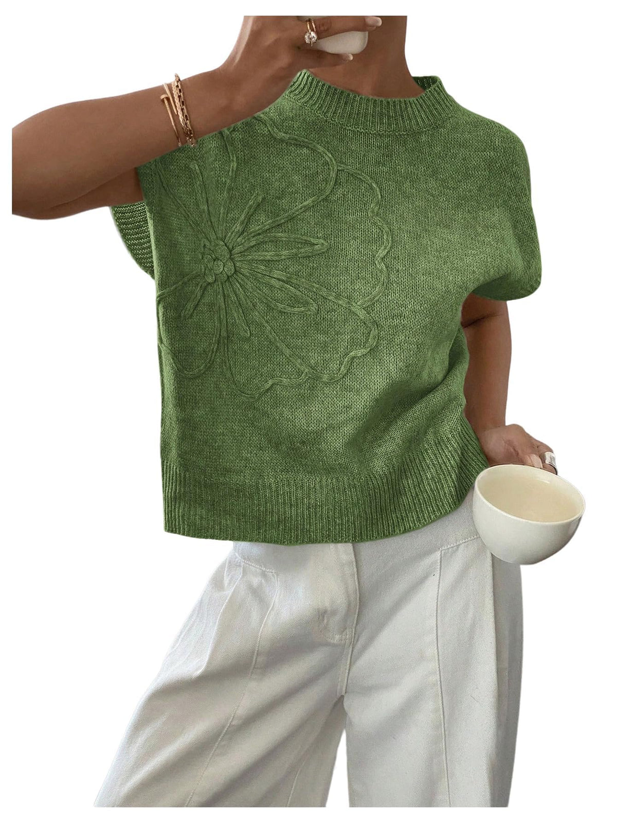 SOLY HUX Women's Short Sleeve Business Casual Sweater