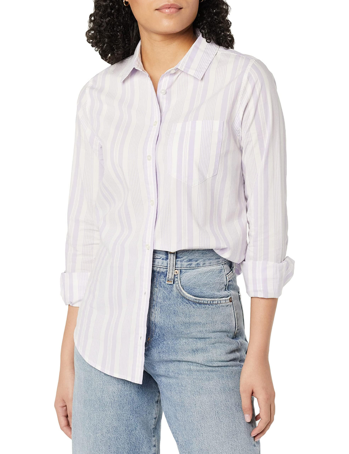 Amazon Essentials Women's Regular-Fit Long-Sleeve Button-Down Cotton Poplin Shirt, Business Casual