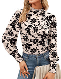 Mock Neck Tops for Womens Turtleneck Puff Long Sleeve Shirts Blouses