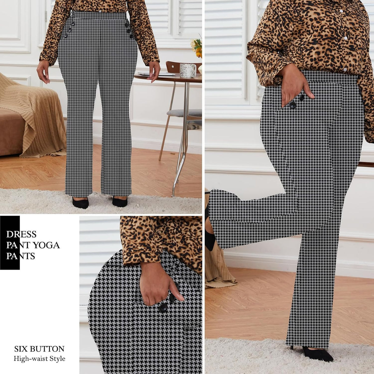 DGD Wrinkle-Free Stretch Dress Pants Plus Size for Women Pull-on Pant Ease into Comfort Office Pant