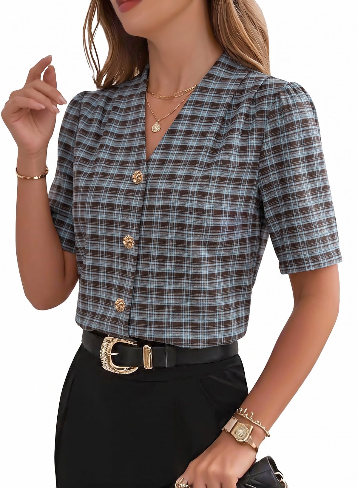 EVALESS Business Casual Tops for Women Button Down Shirts