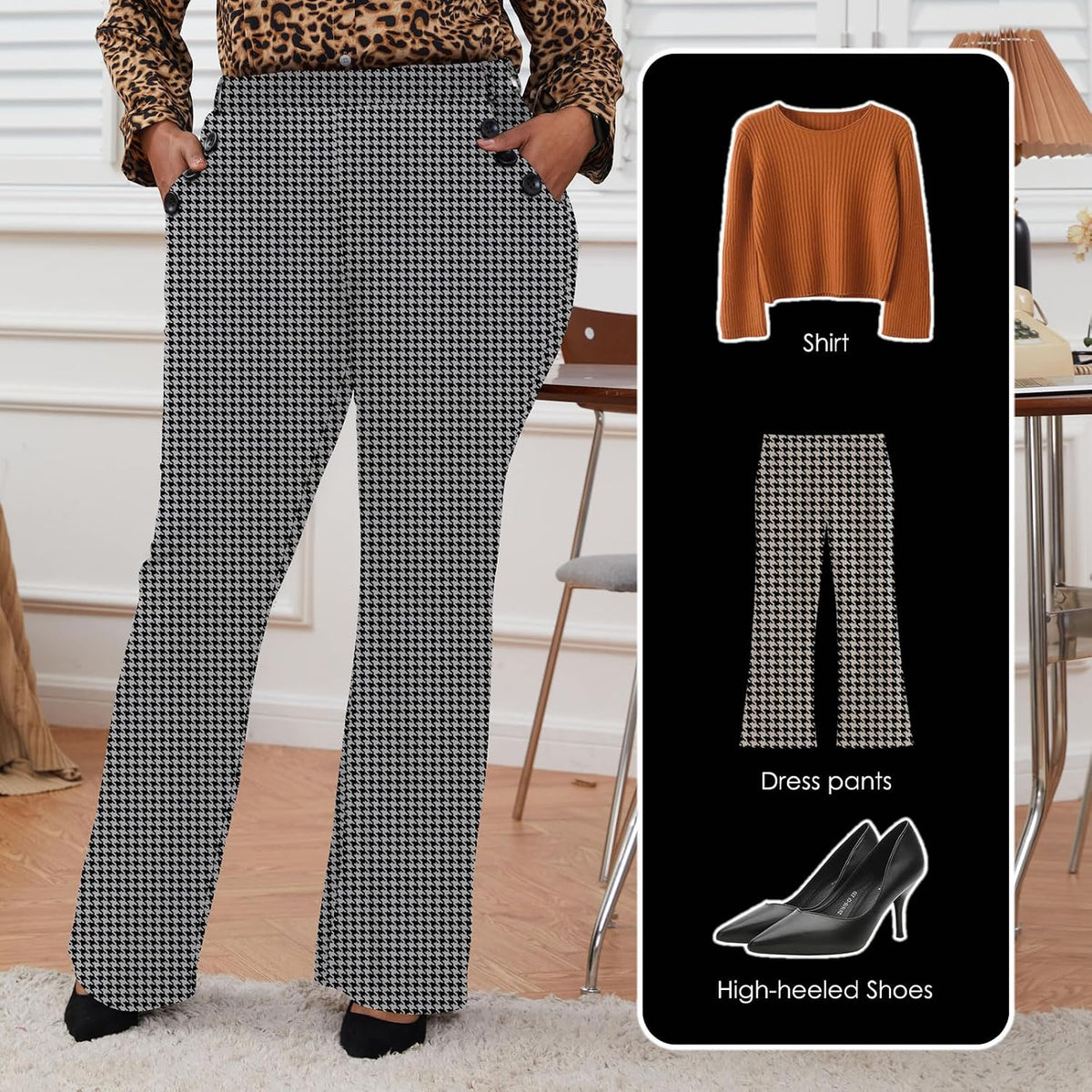 DGD Wrinkle-Free Stretch Dress Pants Plus Size for Women Pull-on Pant Ease into Comfort Office Pant