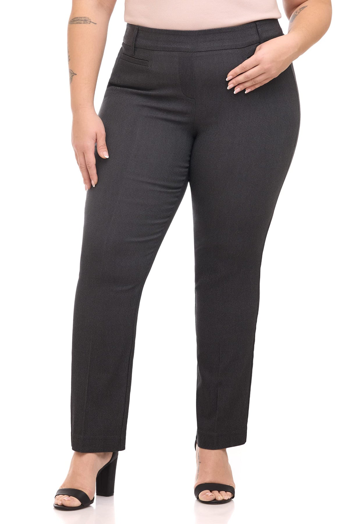 Rekucci Curvy Woman Ease into Comfort Plus Size Straight Pant w/Tummy Control