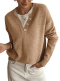 SOLY HUX Pullover Henley Sweaters for Women Long Sleeve Business Casual Top
