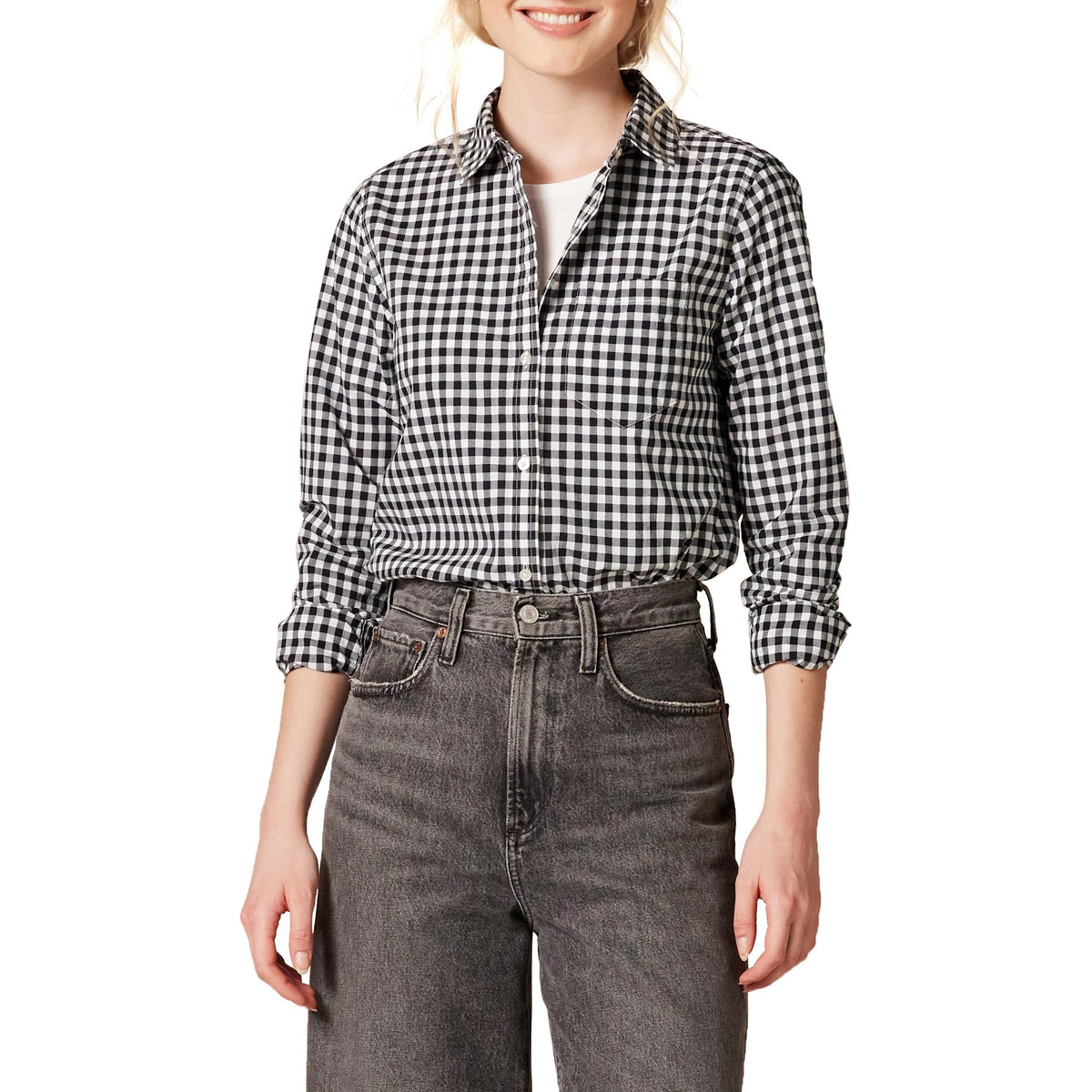 Amazon Essentials Women's Regular-Fit Long-Sleeve Button-Down Cotton Poplin Shirt, Business Casual
