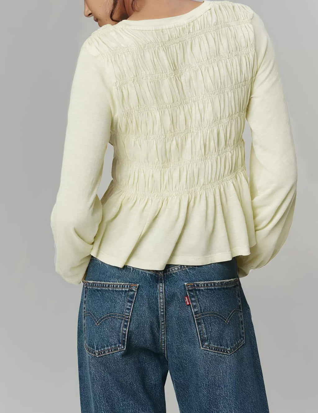 OPCAKM Peplum Babydoll Tops for Women Flowy Long Sleeve Blouse
