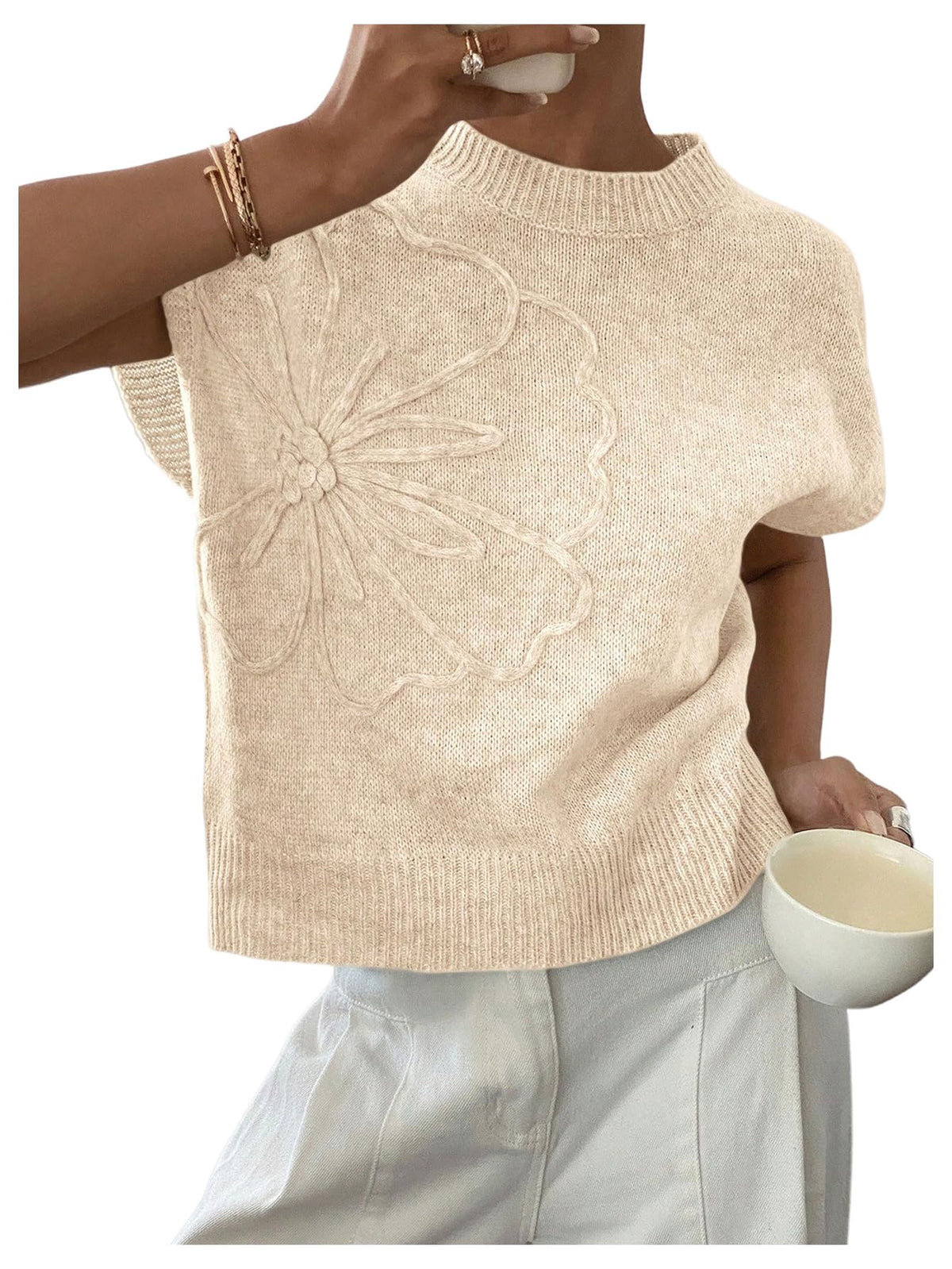 SOLY HUX Women's Short Sleeve Business Casual Sweater