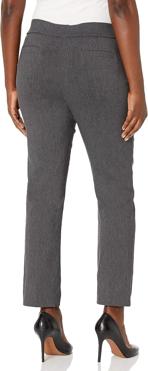 Briggs New York Women’s Pull On Dress Pants 4 Pockets Straight Leg Stretchy Office Casual Work Slacks