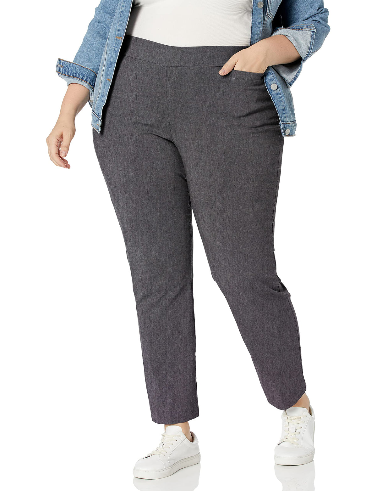 Briggs New York Women’s Plus Size Pull On Dress Pants 4 Pockets Straight Leg Stretchy Office Casual Work Slacks