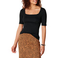 Amazon Essentials Women's Slim Fit Half Sleeve Square Neck Cotton Modal T-Shirt