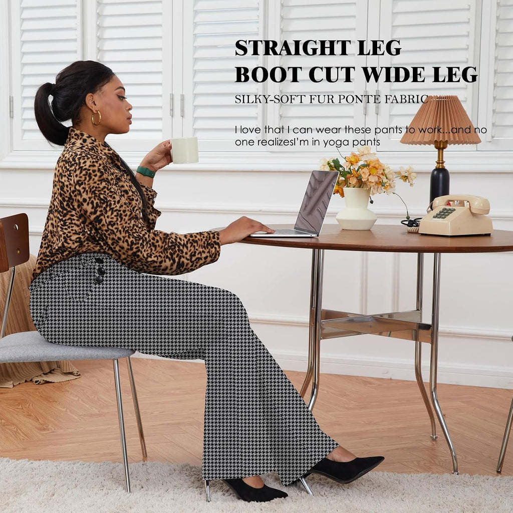 DGD Wrinkle-Free Stretch Dress Pants Plus Size for Women Pull-on Pant Ease into Comfort Office Pant