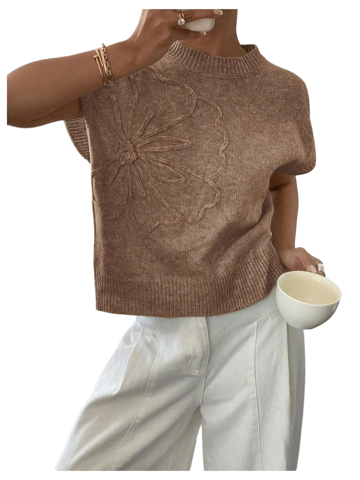 SOLY HUX Women's Short Sleeve Business Casual Sweater