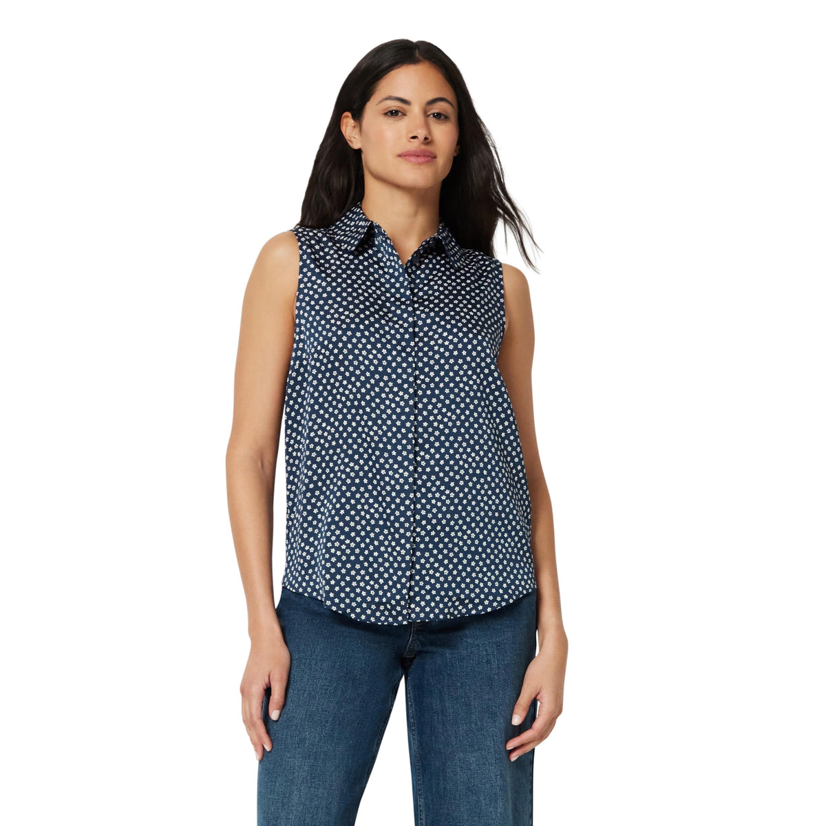 Amazon Essentials Women's Regular-Fit Sleeveless Button-Down Blouse