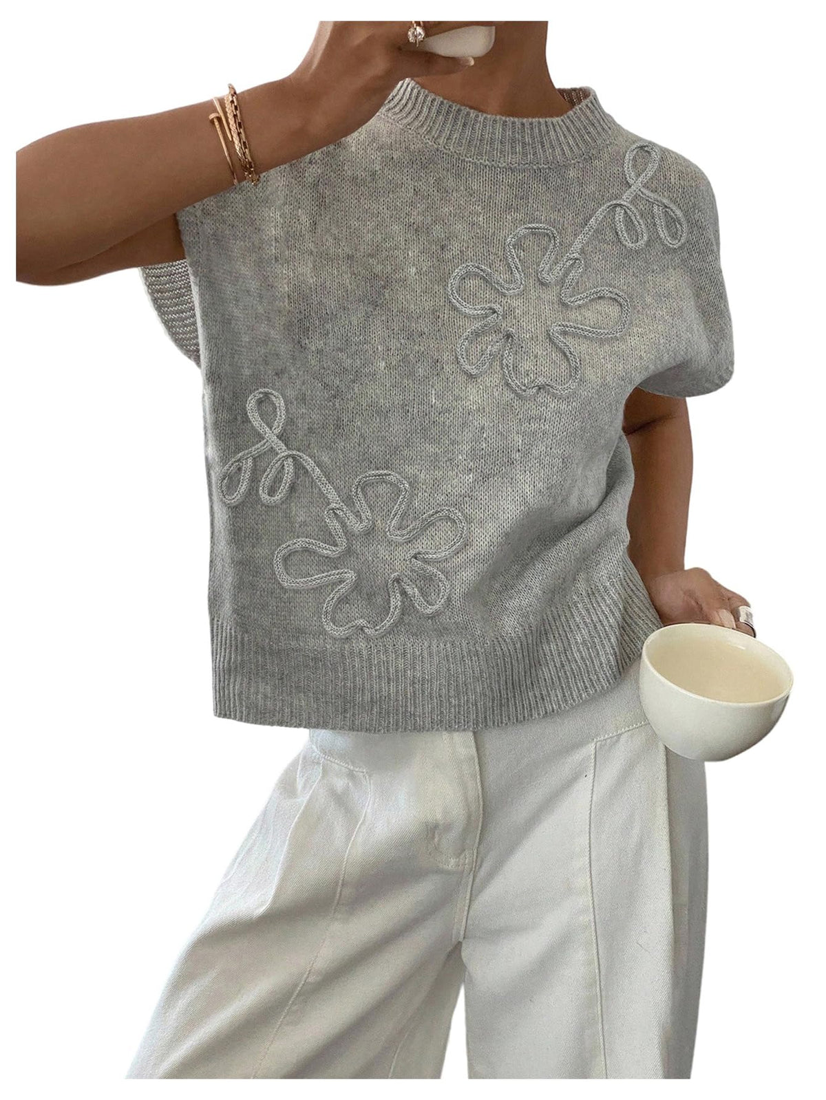 SOLY HUX Women's Short Sleeve Business Casual Sweater