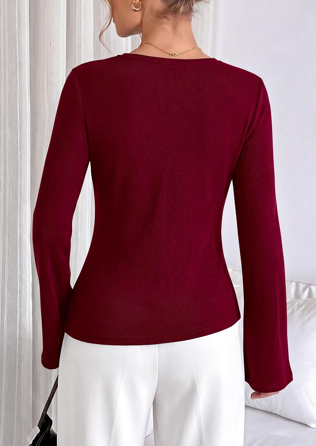 PRETTYGARDEN Asymmetrical Tops for Women Long Sleeve Top