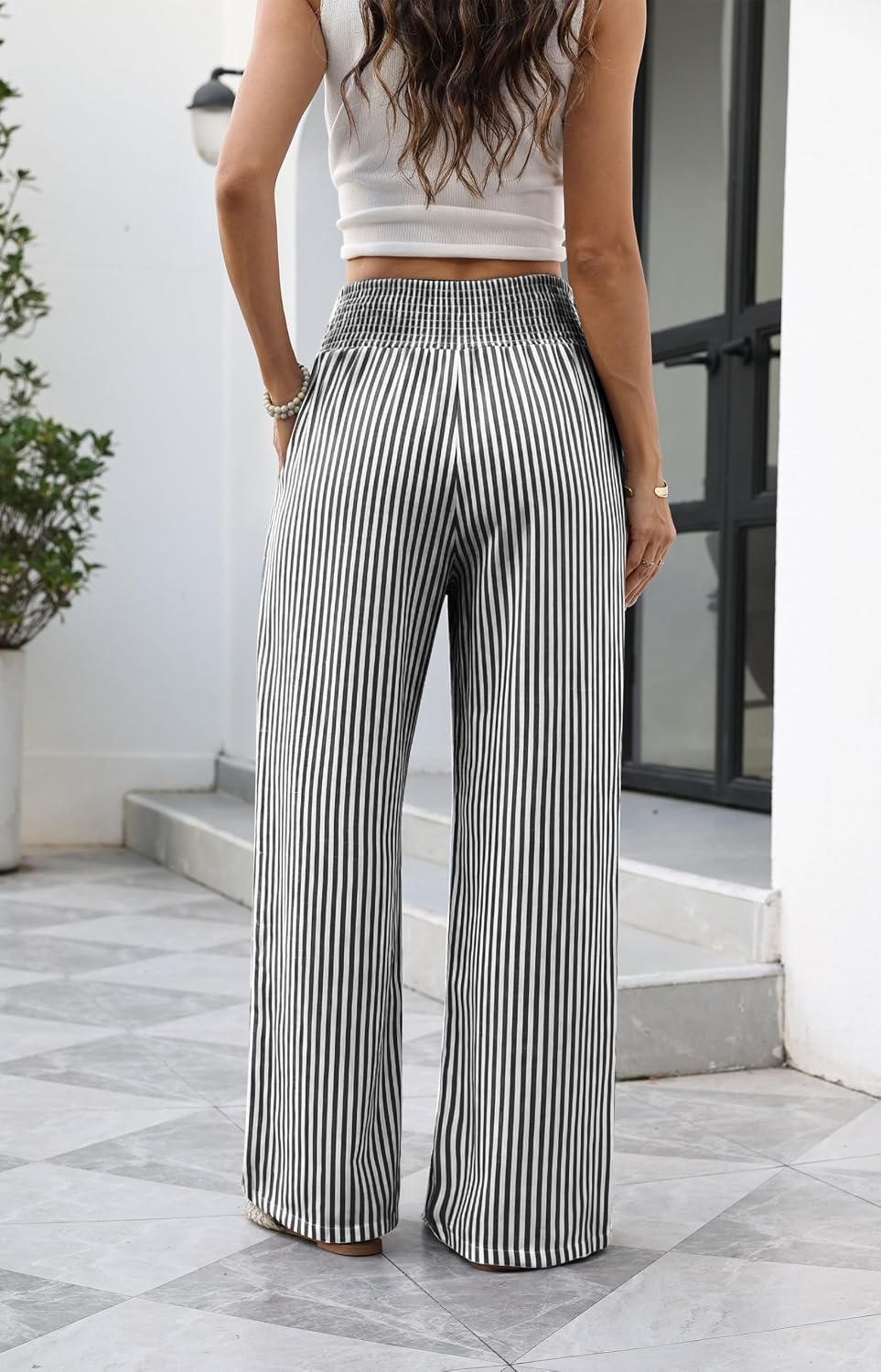 Sampeel Wide Leg Pants Woman High Waist Trousers with Pockets Casual Lounge