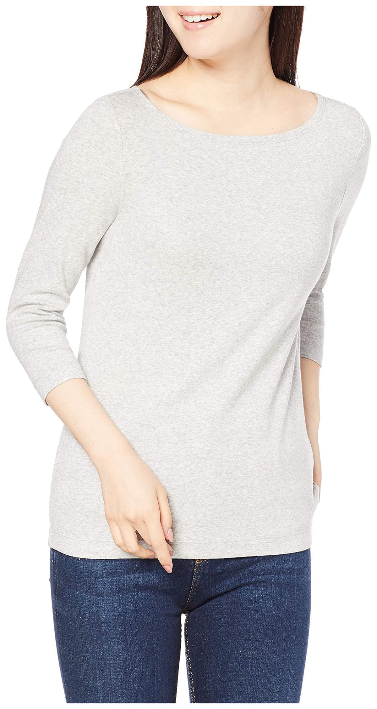 Amazon Essentials Women's Slim-Fit 3/4 Sleeve Boat Neck Cotton Modal T-Shirt