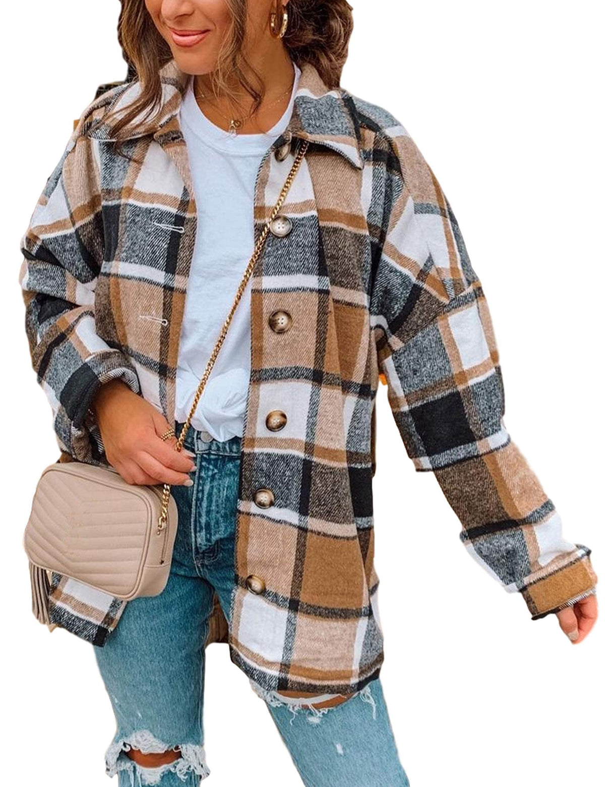 AUTOMET Shackets for Women Plaid Flannel Shirts