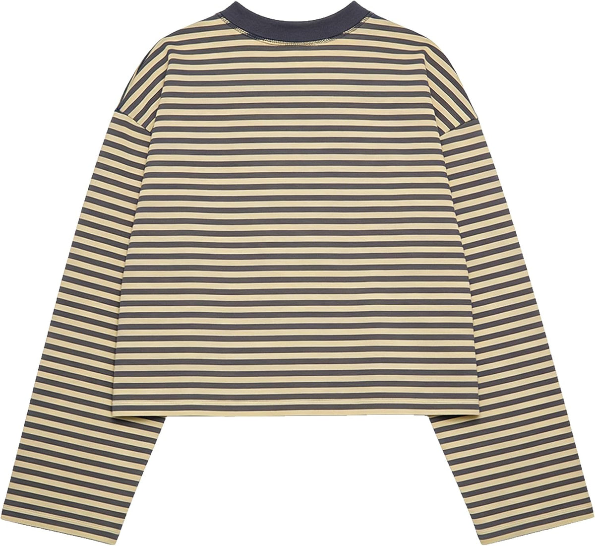 Striped Bloom Long Sleeve Shirt for Women Boxy Tee Top Streetwear