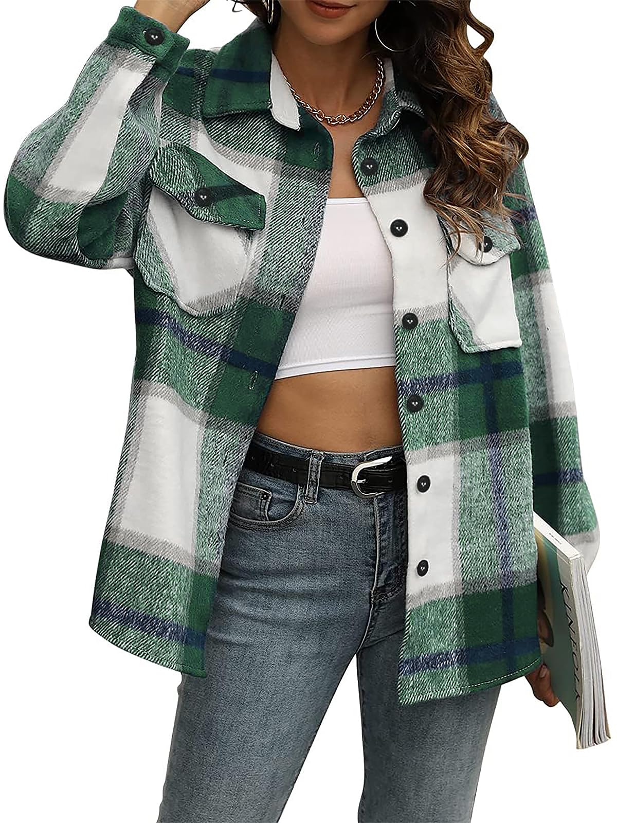 AUTOMET Shackets for Women Plaid Flannel Shirts