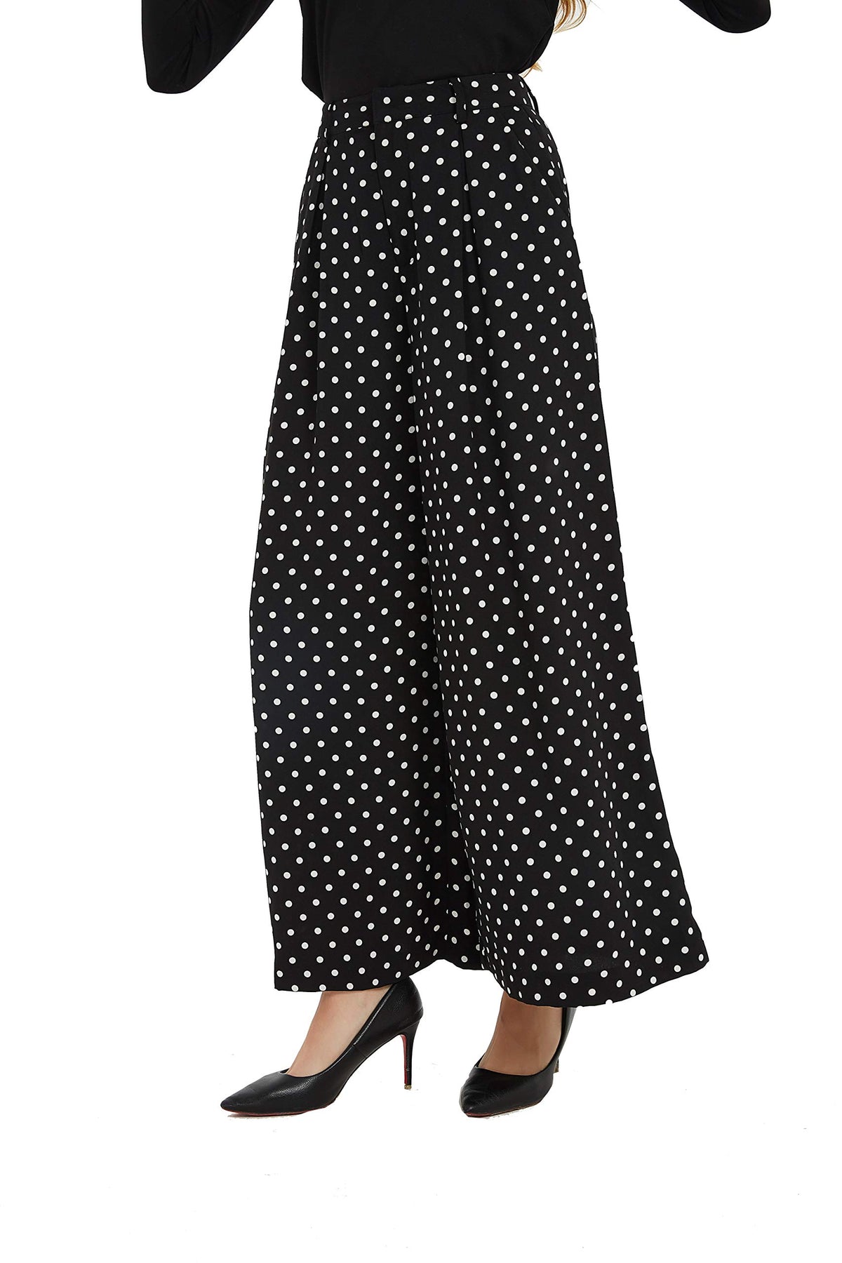 Tronjori Womens High Waist Casual Wide Leg Palazzo Business Pants