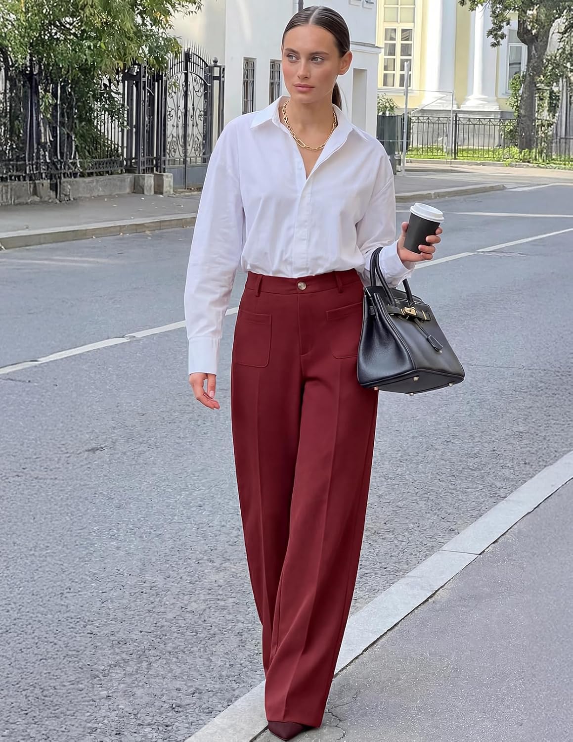 MEROKEETY Womens Wide Leg Dress Pants High Waisted Business Casual Trousers