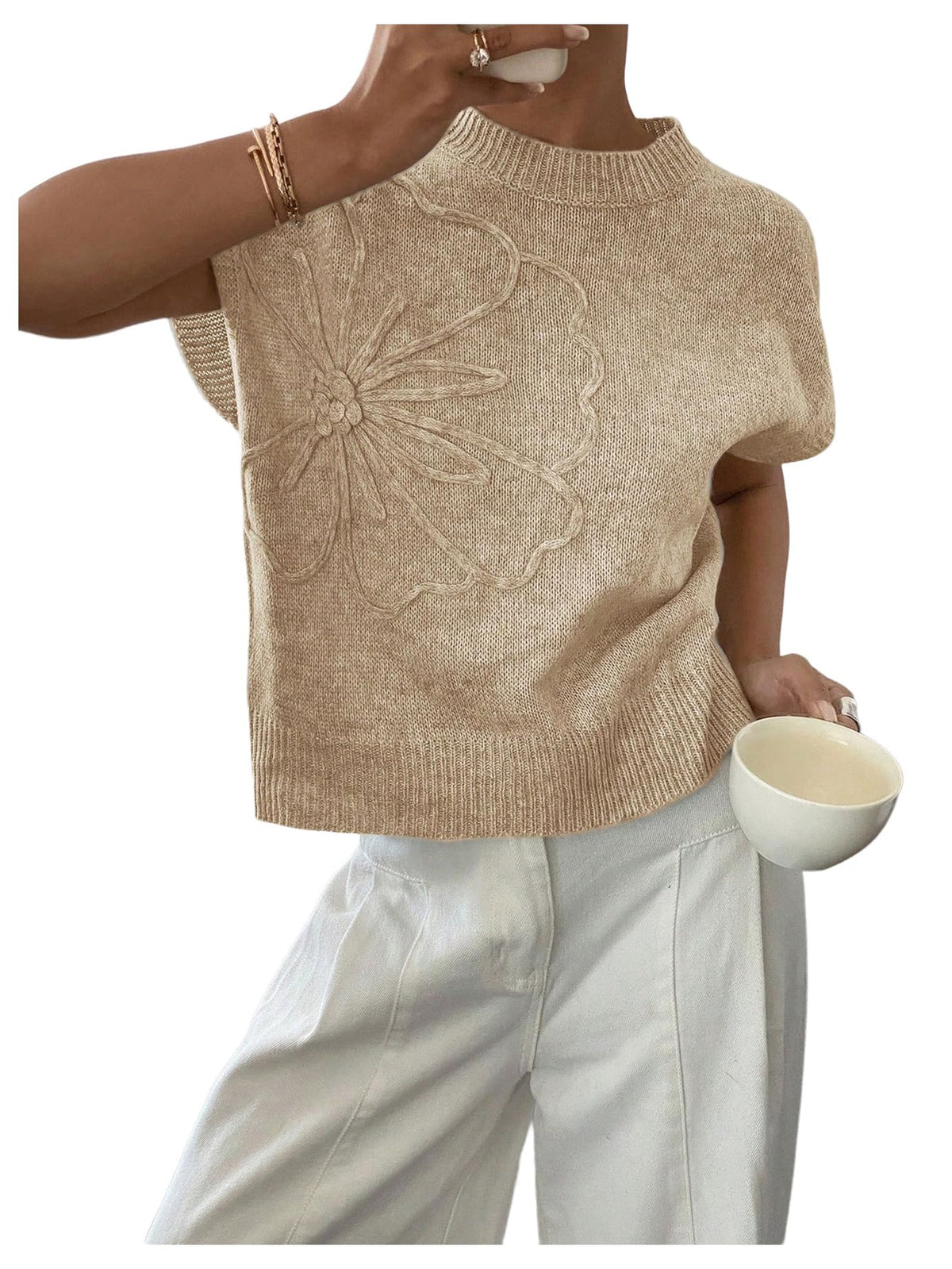 SOLY HUX Women's Short Sleeve Business Casual Sweater