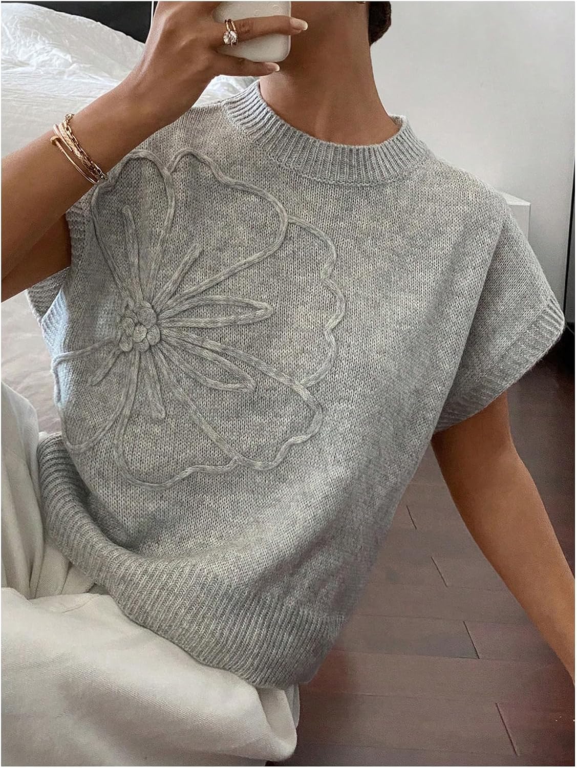 SOLY HUX Women's Short Sleeve Business Casual Sweater