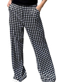 IWOLLENCE Women's Casual Loose Checkered Wide Leg Pants High Waist Straight Lounge Y2K Gingham Trousers
