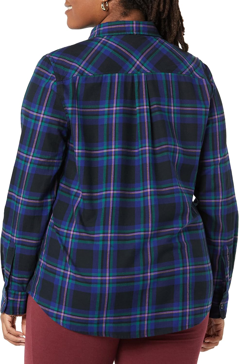Amazon Essentials Women's Regular-Fit Long-Sleeve Lightweight Cotton Brushed Flannel Shirt