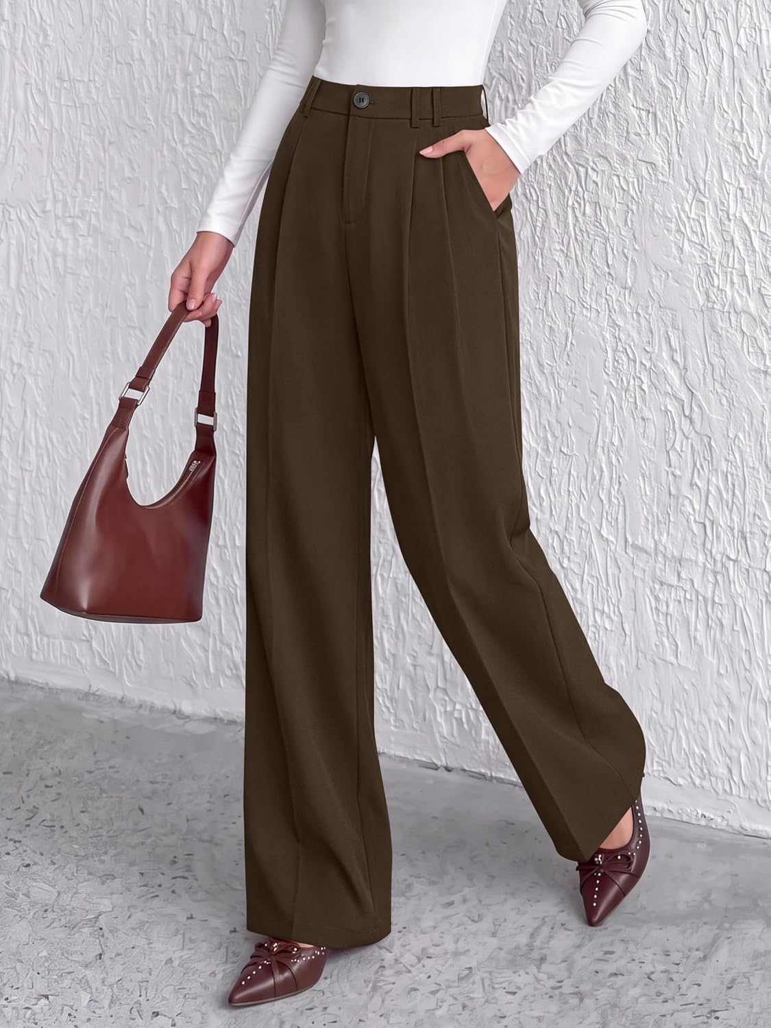 PRETTYGARDEN Women's Dress Pants Wide Leg Flowy Trousers