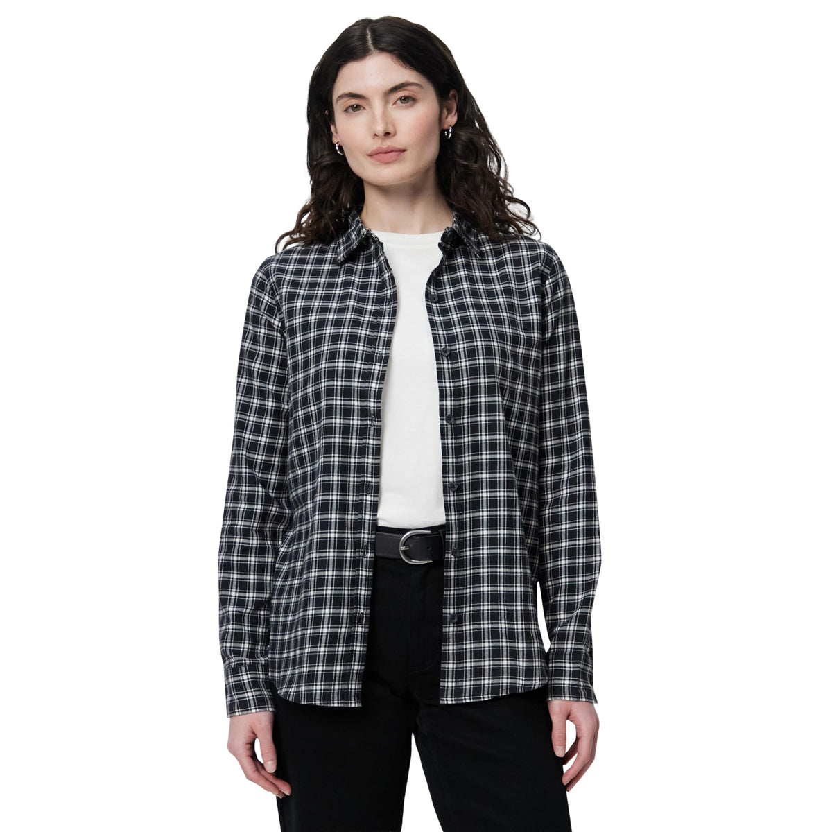 Amazon Essentials Women's Regular-Fit Long-Sleeve Lightweight Cotton Brushed Flannel Shirt