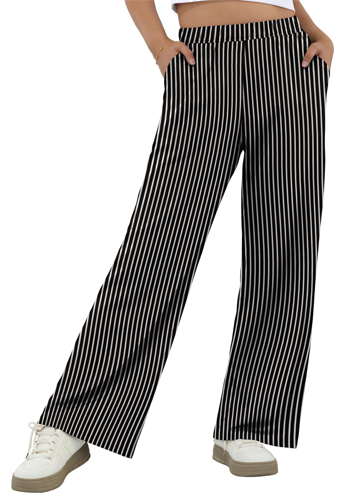 IWOLLENCE Women's Casual Loose Checkered Wide Leg Pants High Waist Straight Lounge Y2K Gingham Trousers