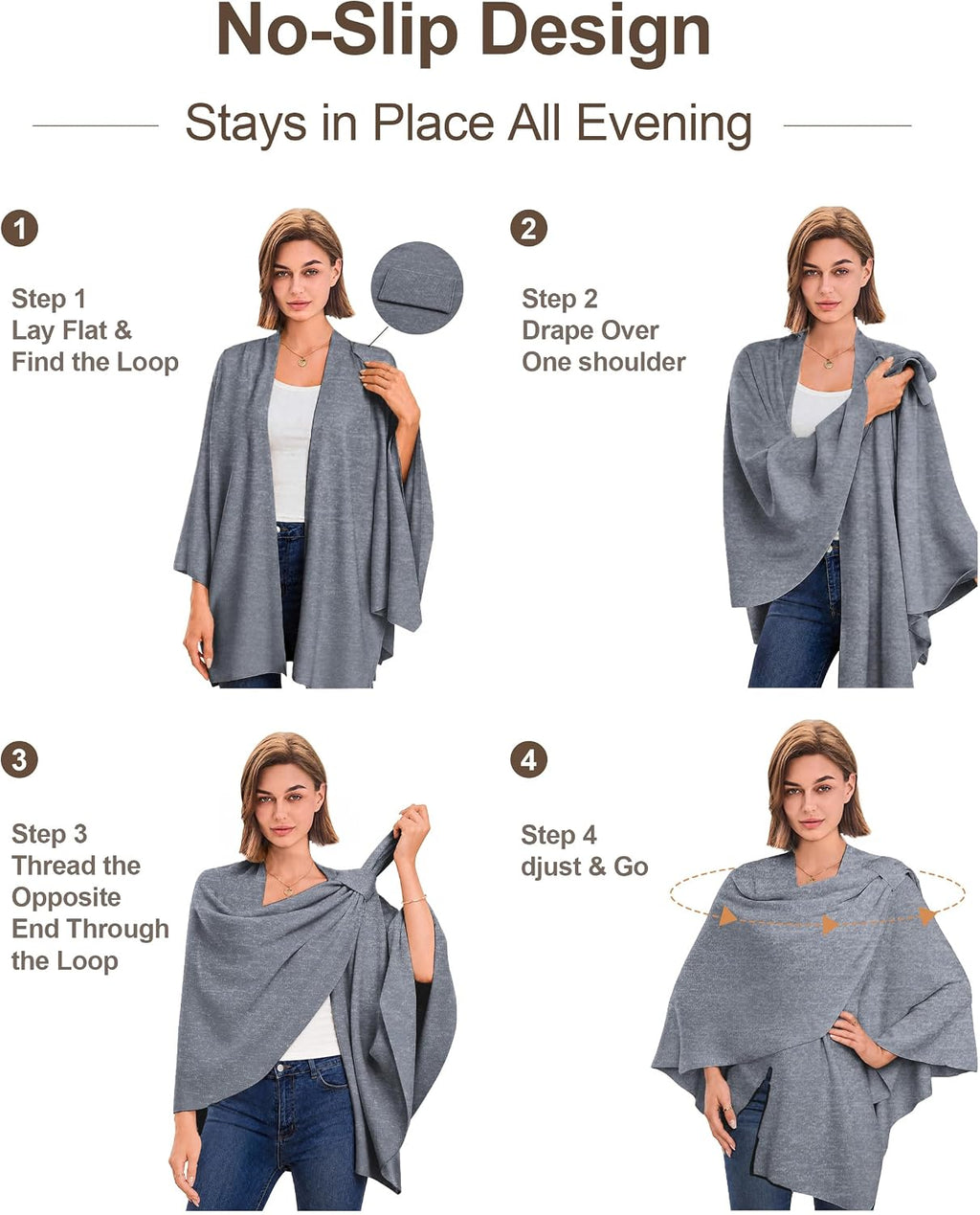 PULI Womens Cross Front Poncho Shawl Wrap Elegant Wedding Formal Gift