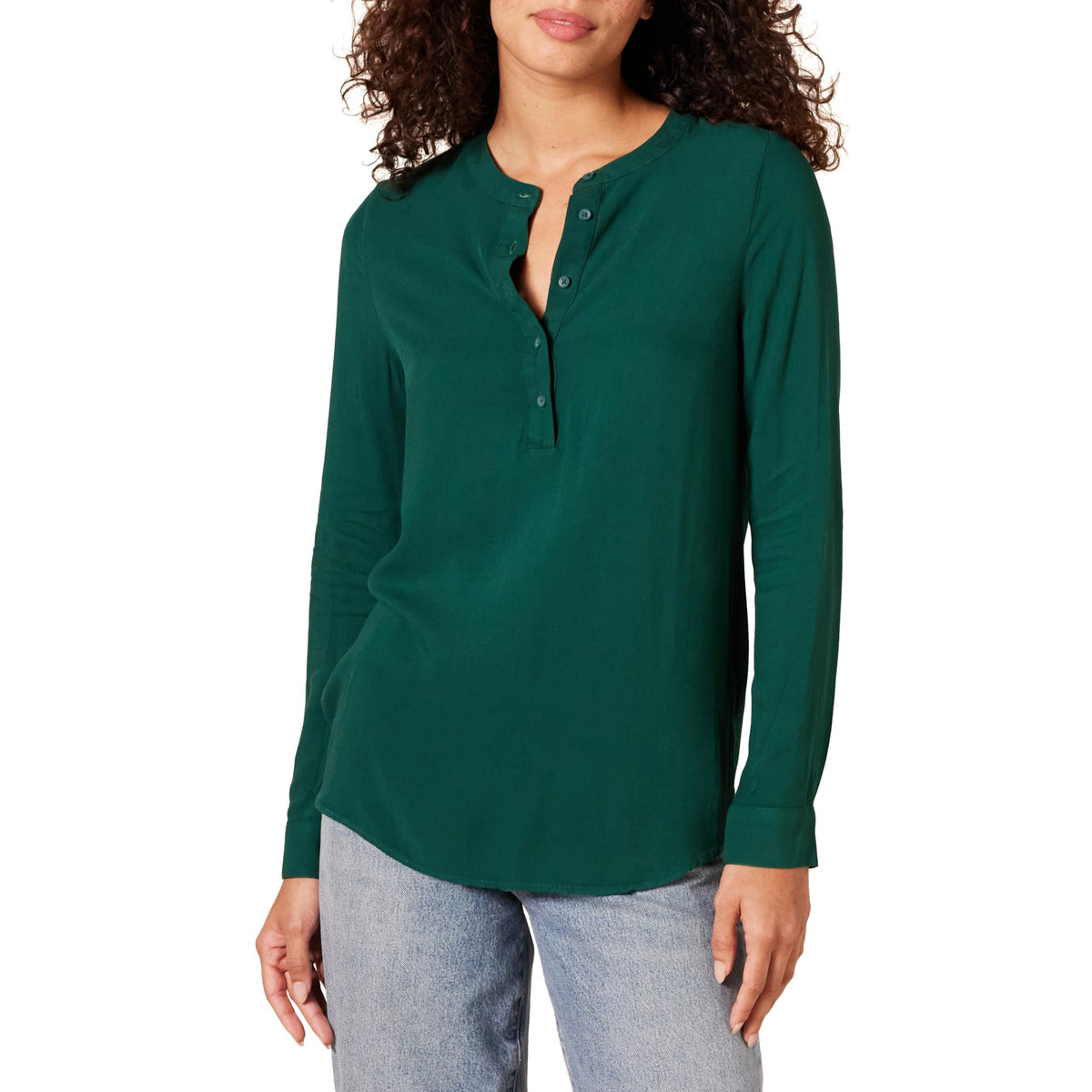 Amazon Essentials Women's Long-Sleeve Relaxed Fit Popover Blouse, Collared Business Casual Work Shirt