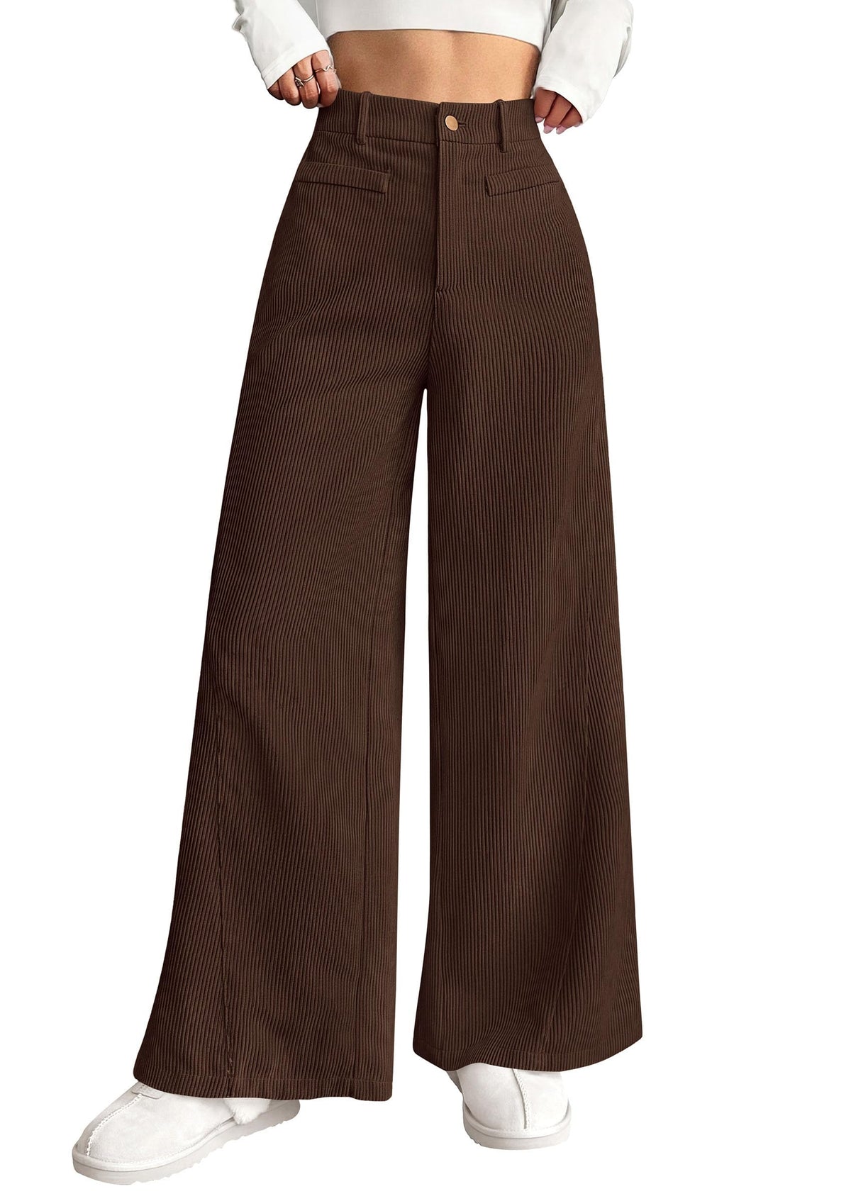 PRETTYGARDEN Women's High Waisted Corduroy Pants Casual
