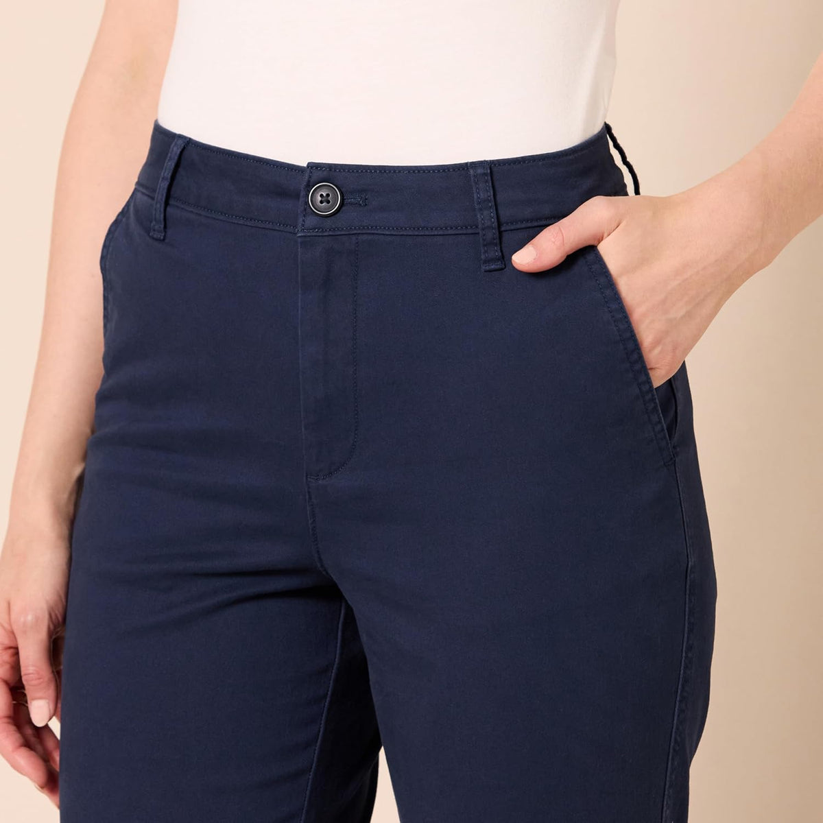 Amazon Essentials Women's High-Rise Slim-Fit Full-Length Straight-Leg Khaki Pant