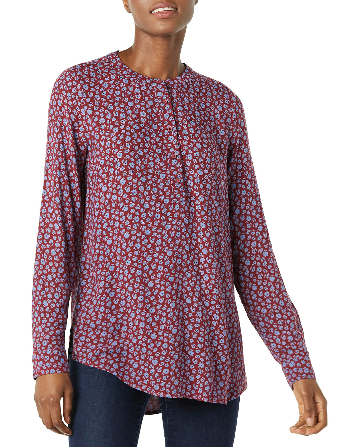 Amazon Essentials Women's Long-Sleeve Relaxed Fit Popover Blouse, Collared Business Casual Work Shirt