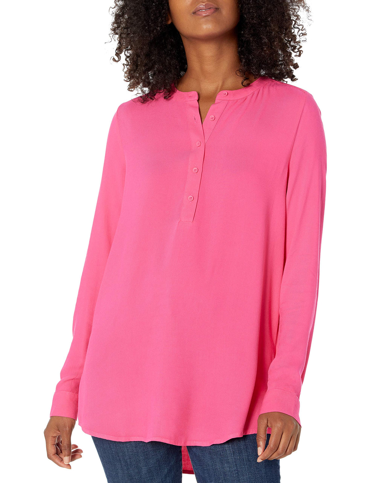 Amazon Essentials Women's Long-Sleeve Relaxed Fit Popover Blouse, Collared Business Casual Work Shirt