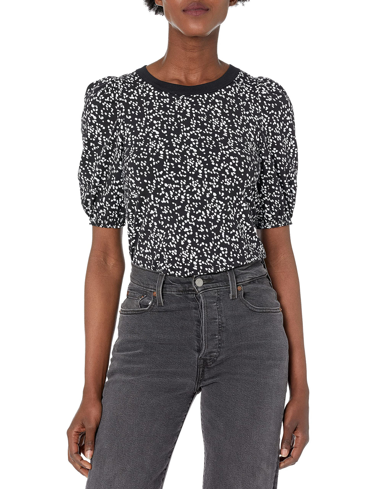 Amazon Essentials Women's Regular-Fit Twist Puff Sleeve Crewneck T-Shirt