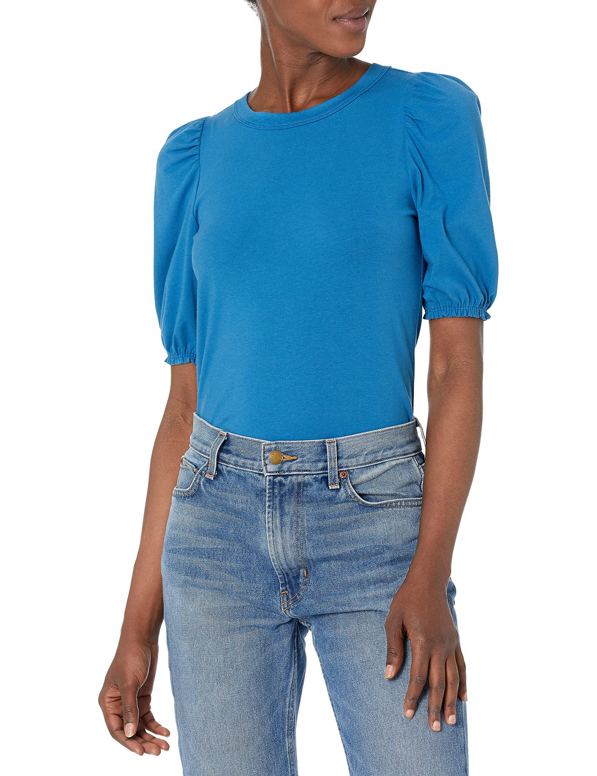 Amazon Essentials Women's Regular-Fit Twist Puff Sleeve Crewneck T-Shirt