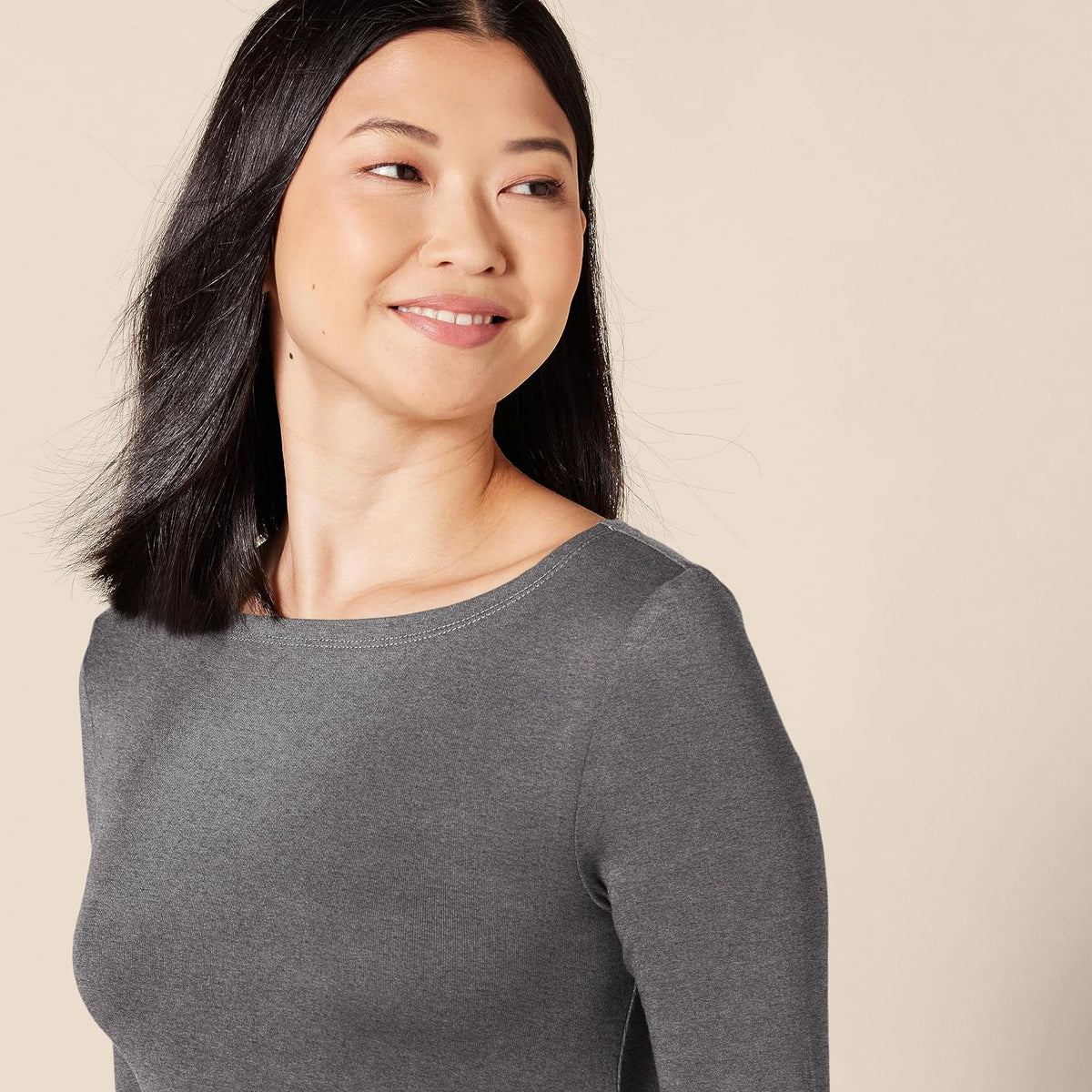 Amazon Essentials Women's Slim-Fit 3/4 Sleeve Boat Neck Cotton Modal T-Shirt