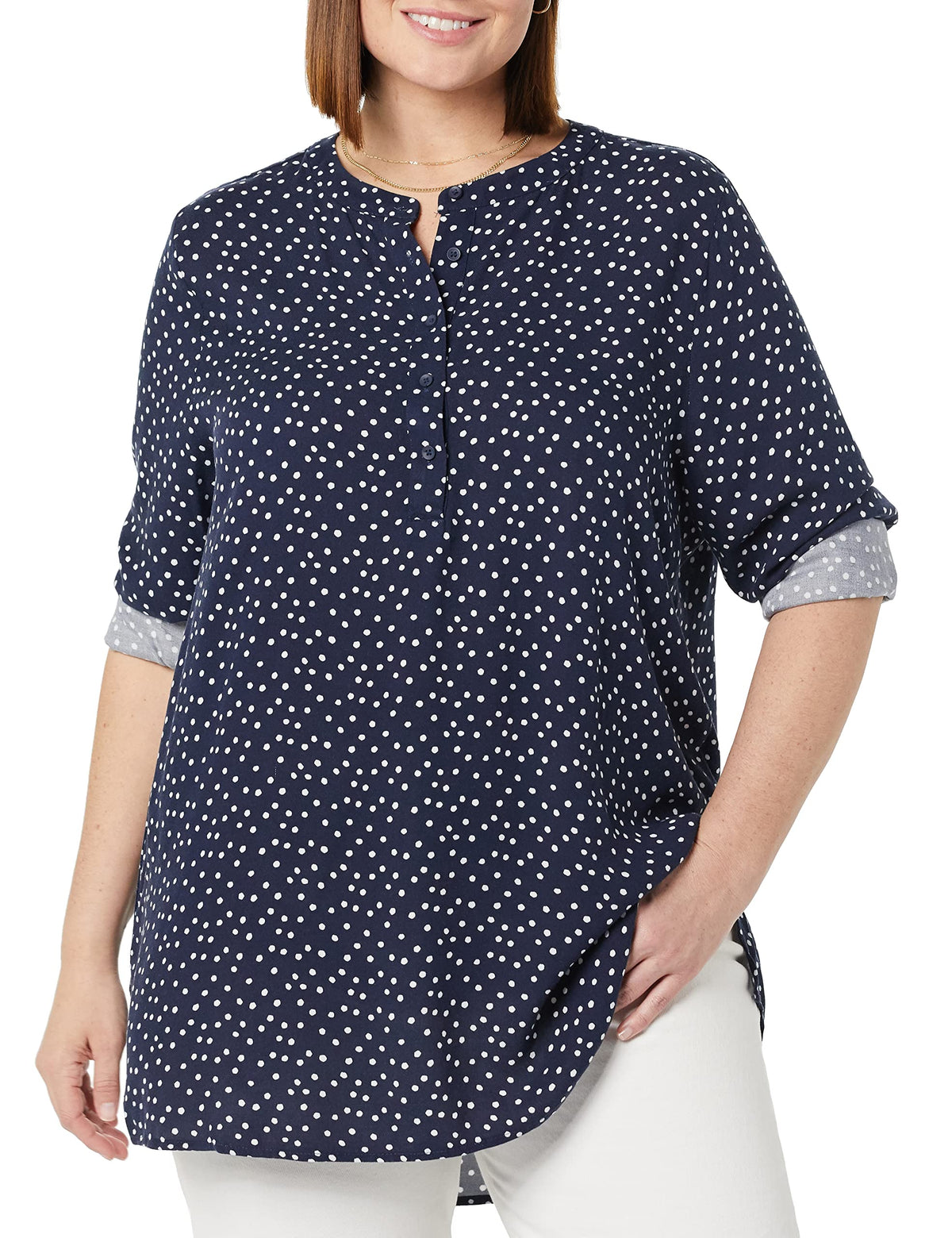 Amazon Essentials Women's Long-Sleeve Relaxed Fit Popover Blouse, Collared Business Casual Work Shirt