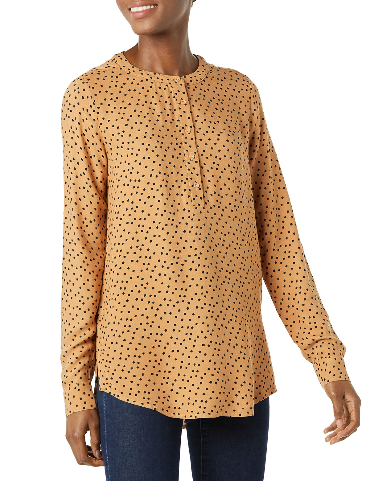 Amazon Essentials Women's Long-Sleeve Relaxed Fit Popover Blouse, Collared Business Casual Work Shirt