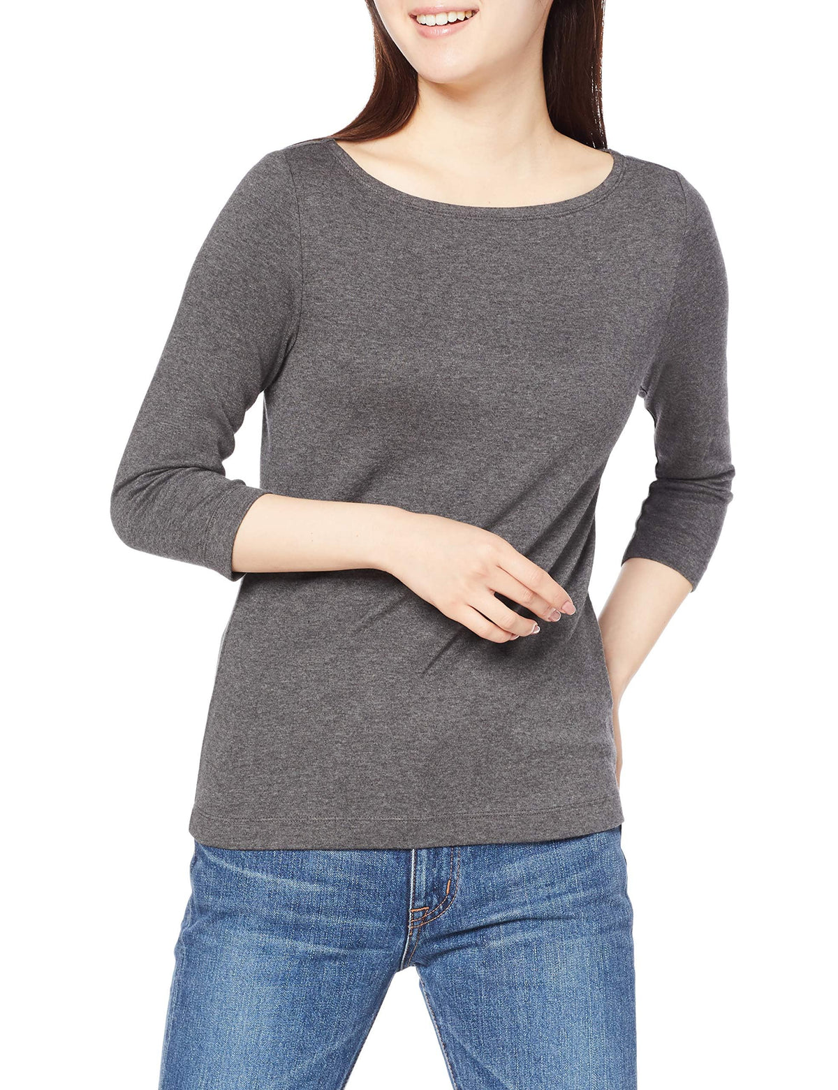 Amazon Essentials Women's Slim-Fit 3/4 Sleeve Boat Neck Cotton Modal T-Shirt